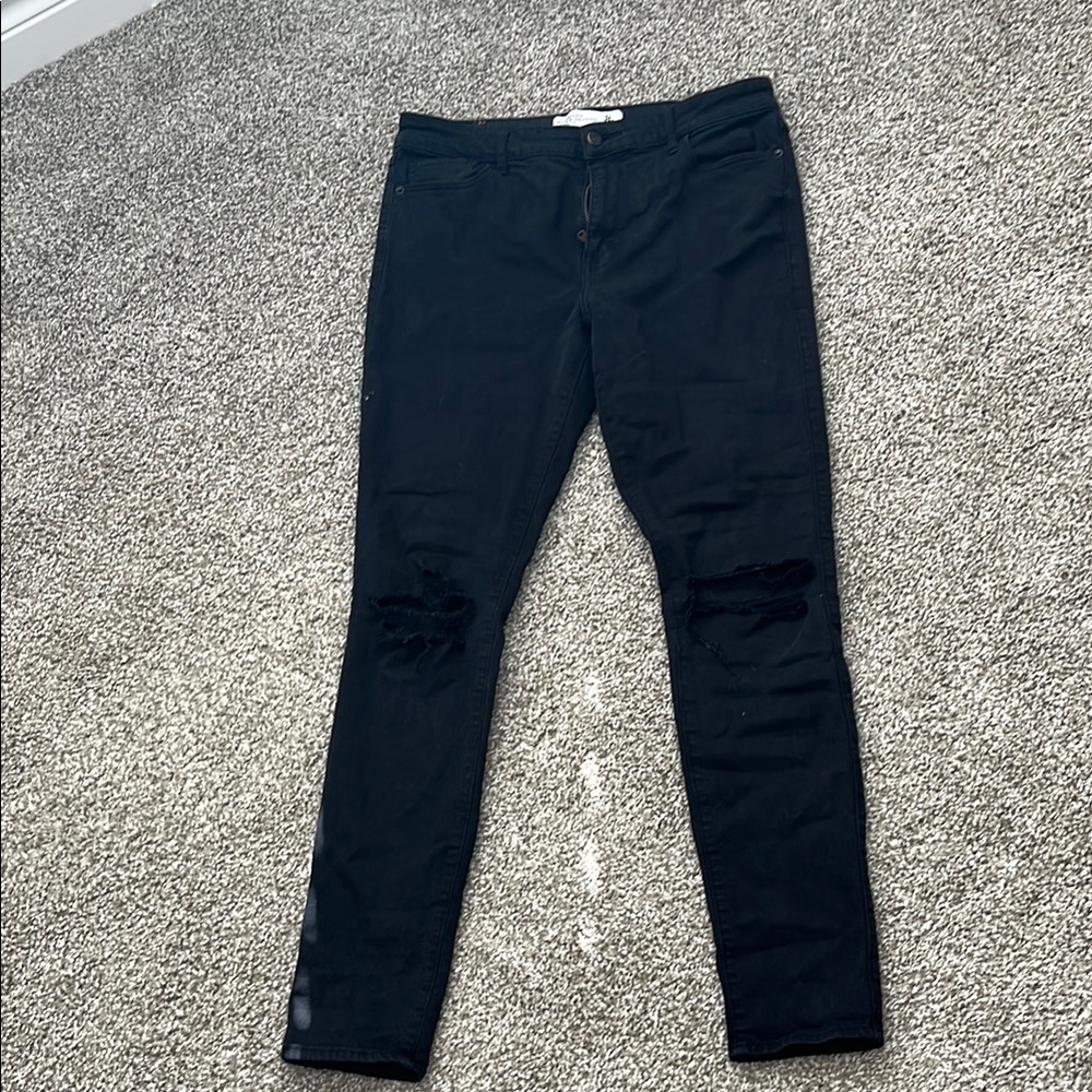 Abercrombie & Fitch Black Distressed Super Skinny Jeans